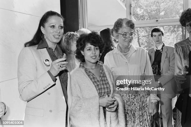English musician and lead singer of the punk band X-Ray Spex, Poly Styrene with novelist Jackie Collins and conservative campaigner Mary Whitehouse...