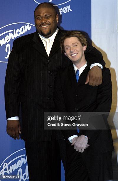 Ruben Studdard and Clay Aiken during "American Idol" Season 2 Finale - Press Room at Universal Amphitheater in Universal City, California, United...
