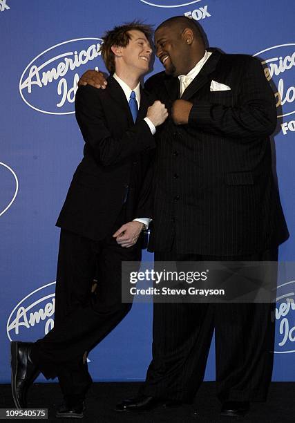 Clay Aiken and Ruben Studdard during "American Idol" Season 2 Finale - Press Room at Universal Amphitheater in Universal City, California, United...