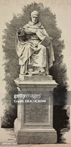 Statue of St Thomas Aquinas , by Cesare Aureli, engraving from L'Illustrazione Italiana, No 30, July 27, 1890.