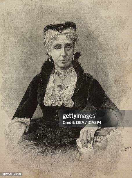 Portrait of Elisabeth of Saxony, Duchess of Genoa , engraving by Ernesto Mancastropa from a photograph by Schemboche, from L'Illustrazione Italiana,...