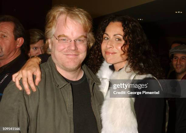 Philip Seymour Hoffman and Minnie Driver during 2003 Sundance Film Festival - "Owning Mahowny" Premiere at Eccles in Park City, Utah, United States.