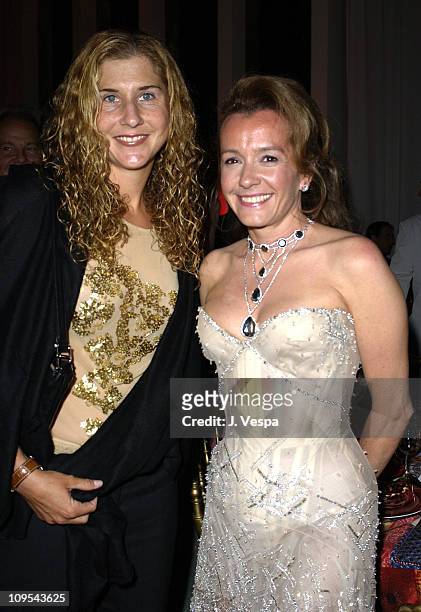 Monica Seles and Caroline Gruosi-Scheufele during 2003 Cannes Film Festival - Roberto Cavalli Fashion Show - Dinner at Palm Beach in Cannes, France.