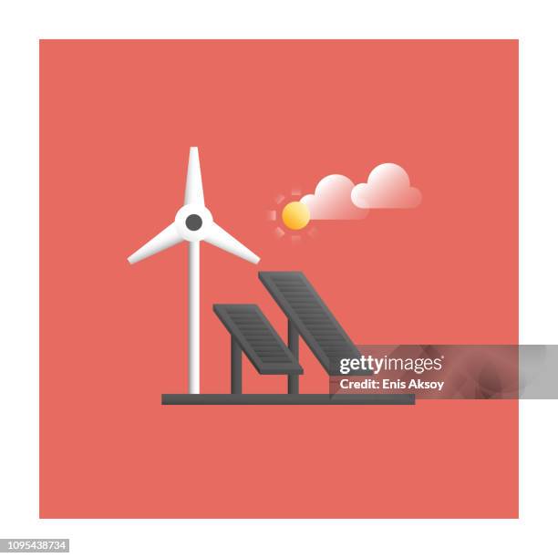 stockillustraties, clipart, cartoons en iconen met hernieuwbare energie pictogram - panel solar