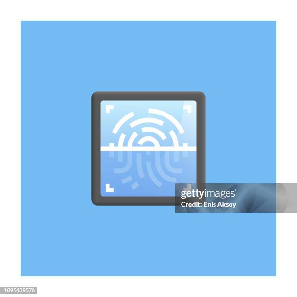 fingerprint scanner - access icon vector stroke stock illustrations