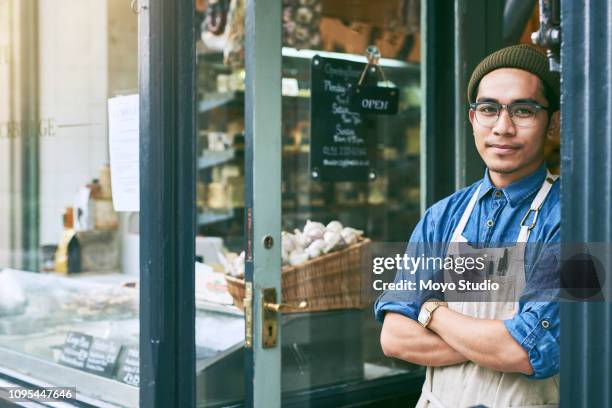 come on in - bakery owner stock pictures, royalty-free photos & images