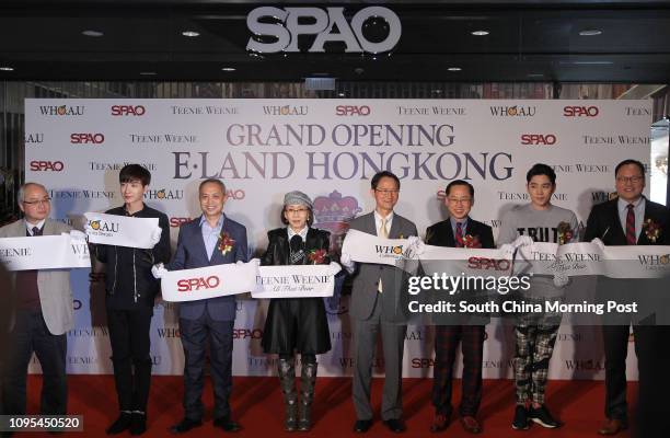 Allan Chan Siu-wah of New World Development, Lee Teuk, member of Super Junior, Gary Chen Guanzhan, Executive Director and Joint General Manager of...