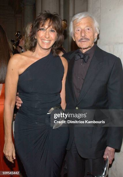 Donna Karan and Oleg Cassini during The 2003 CFDA Fashion Awards - Backstage at The New York Public Library in New York City, New York, United States.