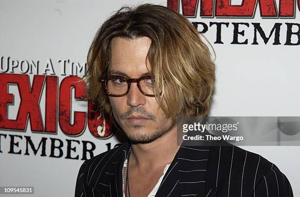Johnny Depp during New York Premiere of "Once Upon a Time in Mexico" - Inside Arrivals at Loews Lincoln Square Theatre in New York City, New York,...