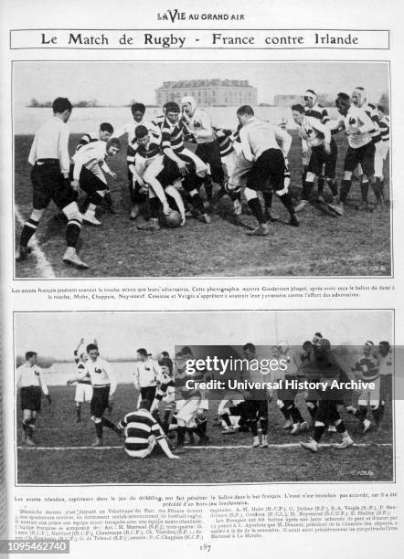 Vintage photographs of the France V Ireland Rugby match in Paris, march 1905.