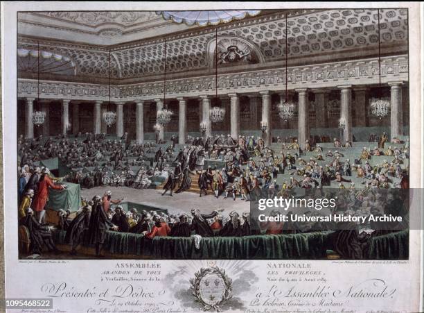 The French National Assembly votes to abolish the privileges and feudal rights of the nobility, During the French revolution. 4th August 1789.