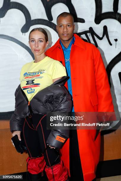 Sabrina Albarello and Heron Preston attend the Louis Vuitton Menswear Fall/Winter 2019-2020 show as part of Paris Fashion Week on January 17, 2019 in...