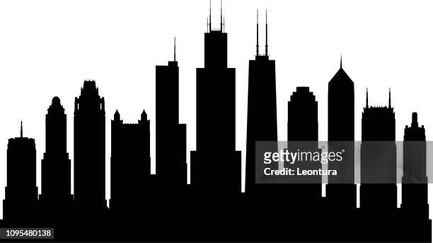 chicago (all buildings are complete and moveable) - chicago loop stock illustrations