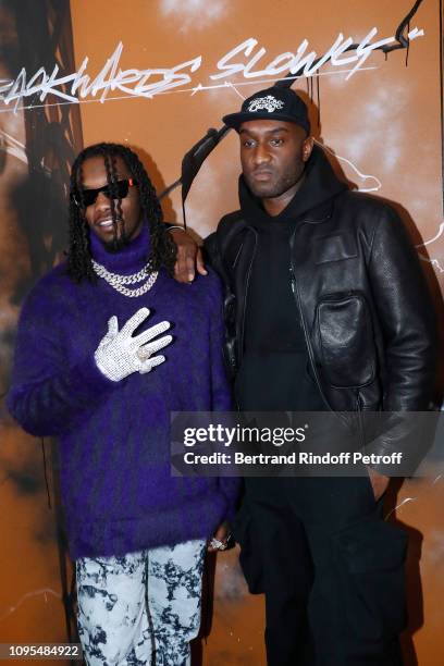 Rapper Offset and Stylist Virgil Abloh pose after the Louis Vuitton Menswear Fall/Winter 2019-2020 show as part of Paris Fashion Week on January 17,...