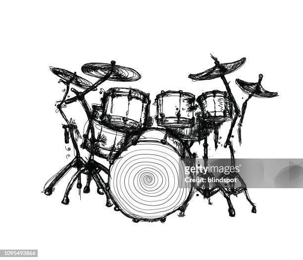 drums - drum kit stock illustrations