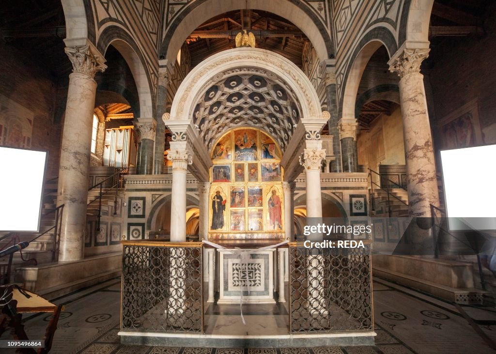 The Ciborio, San Miniato al Monte church, St Minias on the Mountain, Via delle Porte Sante street, 34, Florence, Tuscany, Italy, Europe