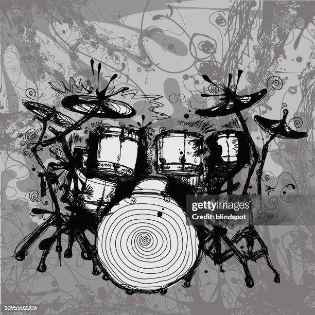 drums - drum set stock illustrations