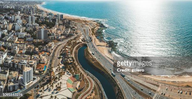 panoramic view on coastline of modern salvador da bahia - north east stock pictures, royalty-free photos & images