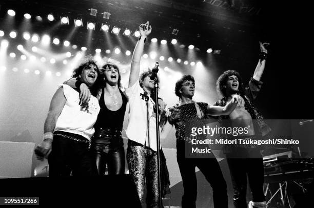 Bon Jovi perform on stage in Tokyo, Japan, April or May 1985.