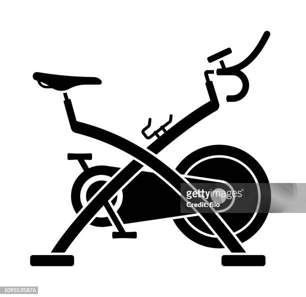 exercise bike symbol - indoor cycling stock illustrations