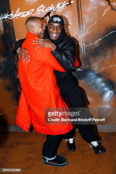 Heron Preston and Stylist Virgil Abloh pose after the Louis Vuitton Menswear Fall/Winter 2019-2020 show as part of Paris Fashion Week on January 17,...