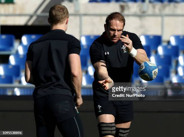 Wales captain's run - Rugby Guinness Six Nations Wales rugby captain's run in view of the match versus Italy. Alun Wyn Jones at Olimpico Stadium in...