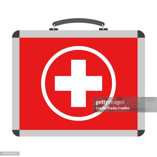 first aid kit briefcase illustration - emergencies and disasters stock illustrations stock pictures, royalty-free photos & images