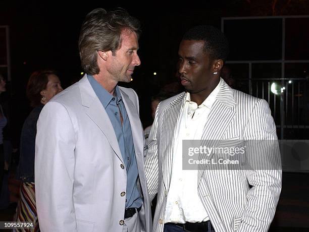 Michael Bay & Sean "P Diddy" Combs during World Premiere of "Bad Boys II"- After Party at Wadsworth in Los Angeles, California, United States.