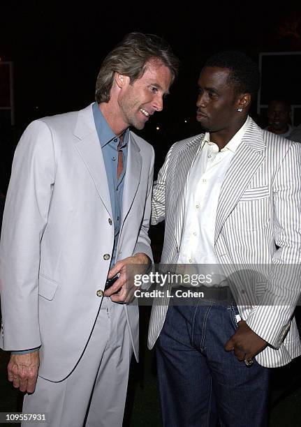 Director Michael Bay & Sean "P Diddy" Combs during World Premiere of "Bad Boys II"- After Party at Wadsworth in Los Angeles, California, United...