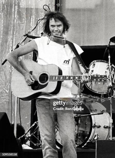 Neil Young during Live Aid Concert - July 13, 1985 at JFK Stadium in Philadelphia, Pennsylvania, United States.