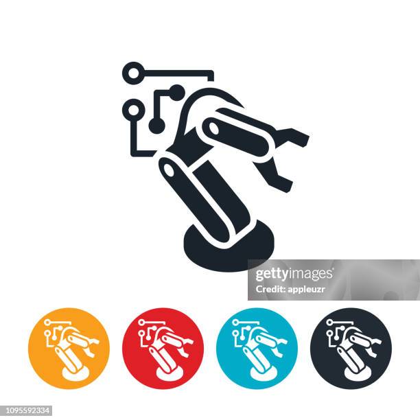 robotic arm icon - robotics stock illustrations