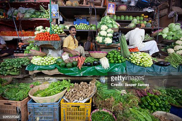 food market in mumbai,india - indian market stock-fotos und bilder