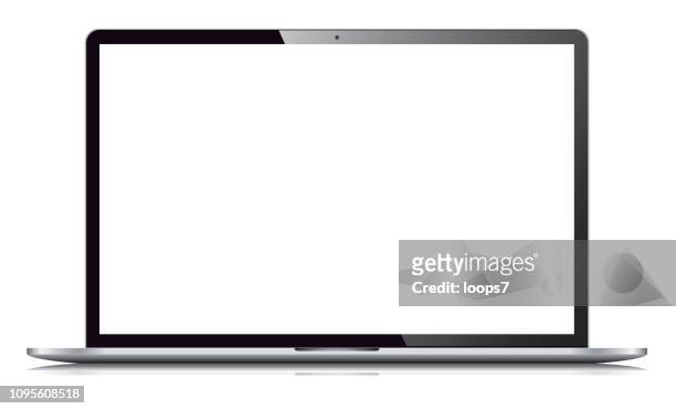 laptop isolated on white background - horizontal stock illustrations