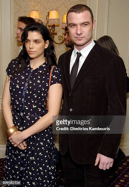 Liev Schreiber and guest during 2005 New York Film Critics Circle Awards Dinner - Inside Arrivals at Roosevelt Hotel in New York City, New York,...