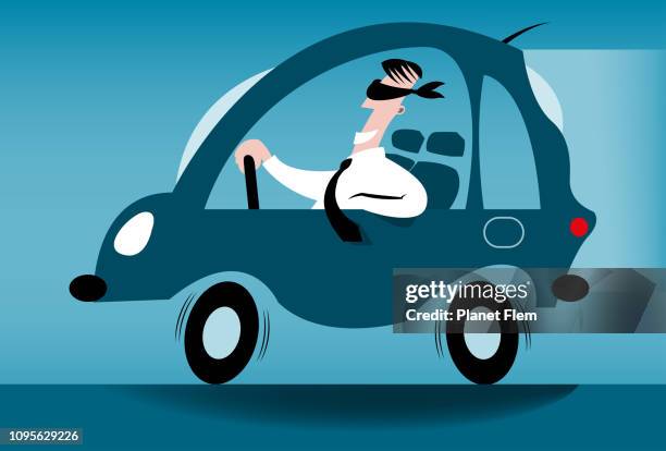 blindfolded driver - blindfold stock illustrations