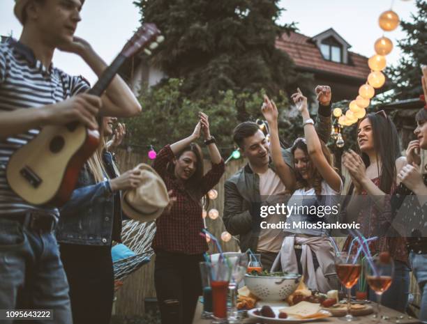 sommerfest im hinterhof - backyard retro stock-fotos und bilder