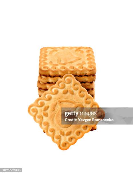 cookies stack isolated on white background - chocolate square stock pictures, royalty-free photos & images