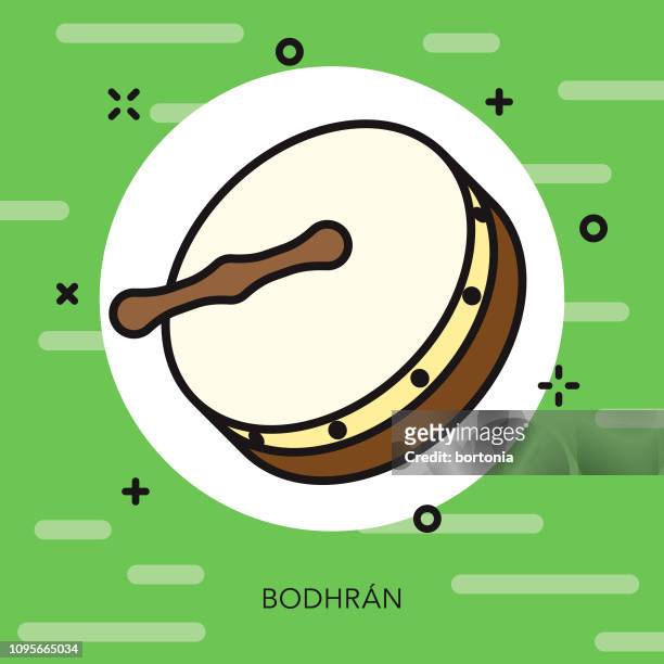 bodhrán iren dünne liniensymbol - celtic music stock-grafiken, -clipart, -cartoons und -symbole