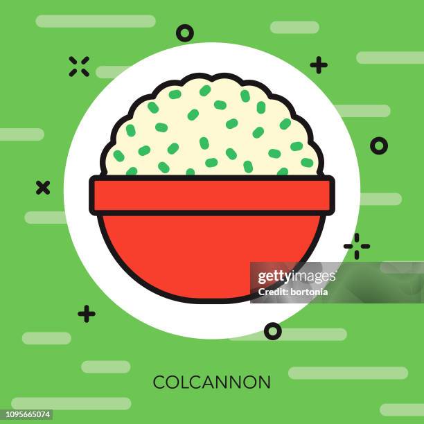 colcannon irish thin line icon - kale stock illustrations
