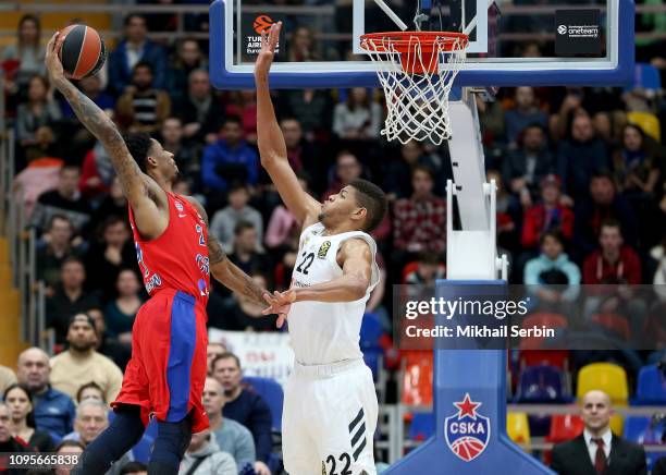 Will Clyburn, #21 of CSKA Moscow competes with Walter Tavares, #22 of Real Madrid in action during the 2018/2019 Turkish Airlines EuroLeague Regular...
