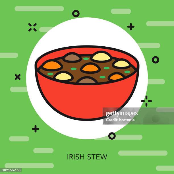 irish stew thin line icon - beef stew stock illustrations