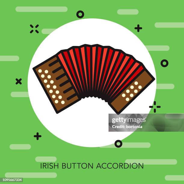 knopf akkordeon iren dünne liniensymbol - celtic music stock-grafiken, -clipart, -cartoons und -symbole