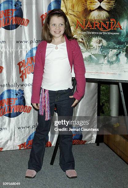 Georgie Henley during The Cast of "The Chronicles of Narnia" Donates Memorabila at Planet Hollywood in Times Square - December 9, 2005 at Planet...