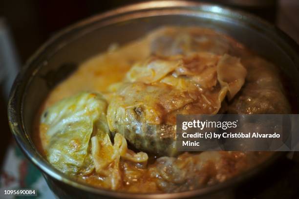 serbian stuffed cabbage (sarma) - cabbage roll stock pictures, royalty-free photos & images