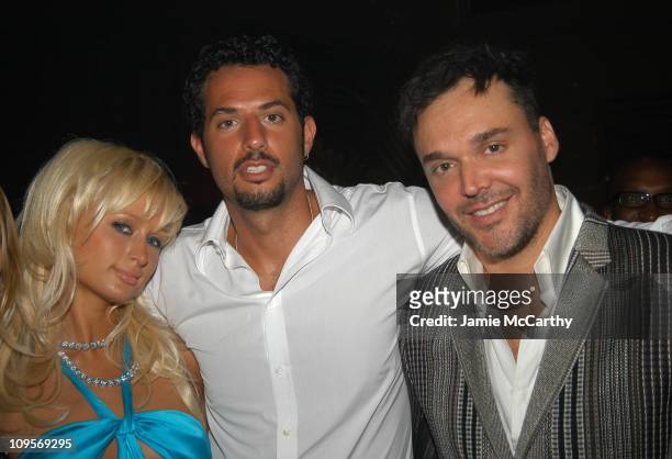 Paris Hilton, Guy Oseary and David LaChapelle during Post VMA Party Hosted by Sean "P. Diddy" Combs and Guy Oseary - Inside at Ice House in Miami,...
