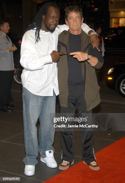 Wyclef Jean and Lou Reed during The ACLU Freedom Concert - After Party Arrivals - October 4, 2004 at Mandarin Orient in New York City, New York,...