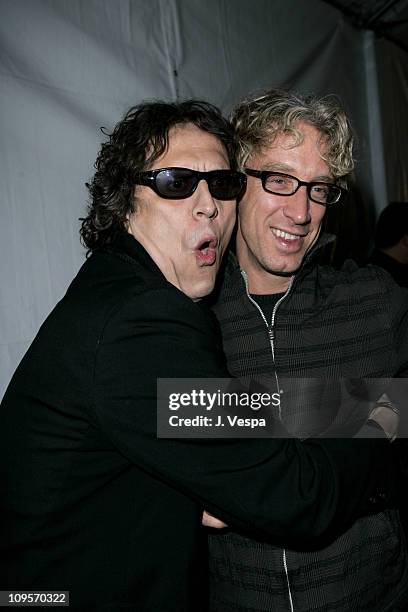 Mick Rock and Andy Dick during DKNY Jeans Presents "Mick Rock Live in L.A." Exhibit at the Lo-Fi Gallery at Lo-Fi in Los Angeles, California, United...