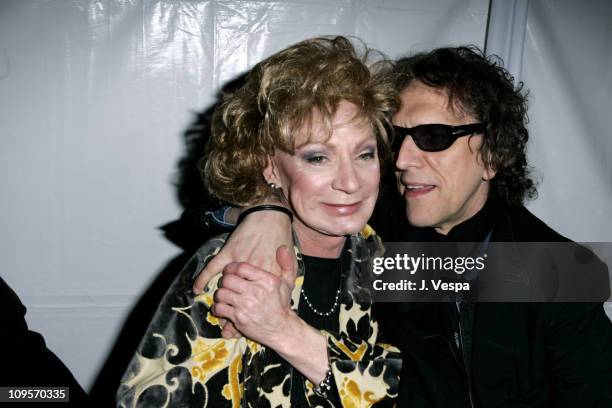 Holly Woodlawn and Mick Rock during DKNY Jeans Presents "Mick Rock Live in L.A." Exhibit at the Lo-Fi Gallery at Lo-Fi in Los Angeles, California,...