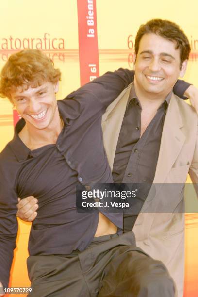 Giorgio Pasotti and Eugenio Cappuccio during 2004 Venice Film Festival - Jury Photo Call at Casino in Venice Lido, Italy.