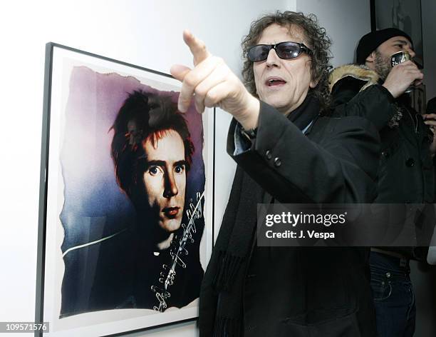 Mick Rock with his portrait of John Lydon during DKNY Jeans Presents "Mick Rock Live in L.A." Exhibit at the Lo-Fi Gallery at Lo-Fi in Los Angeles,...